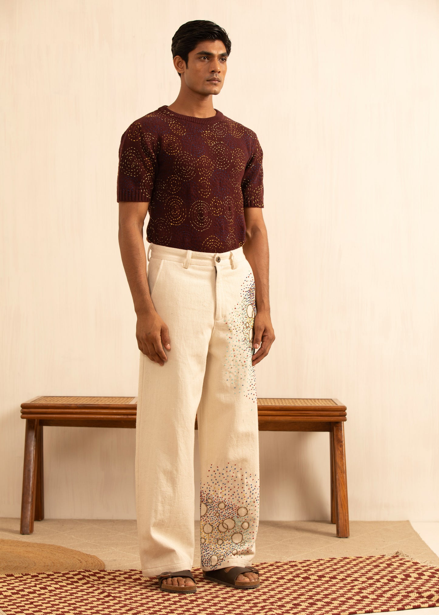EMBROIDERED KNOTS PANTS
