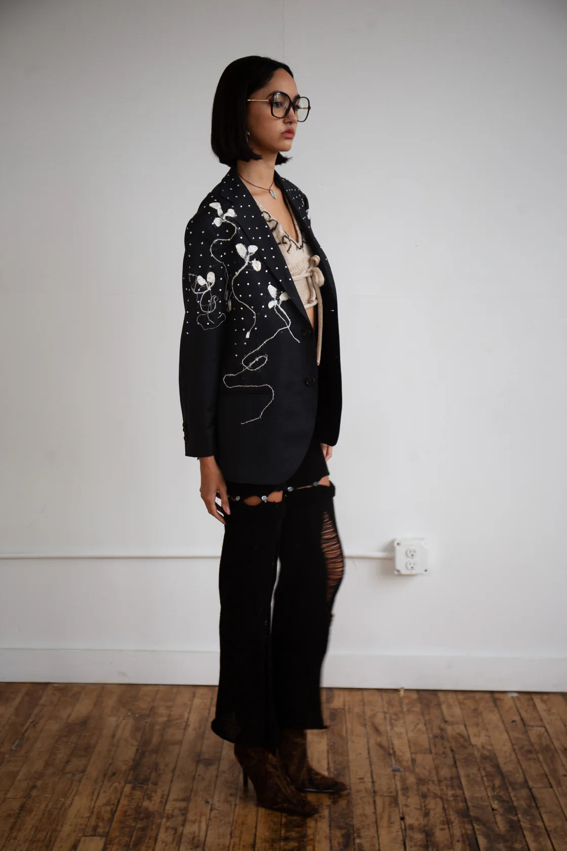 Silk Cocoon Blazer in  Charcoal