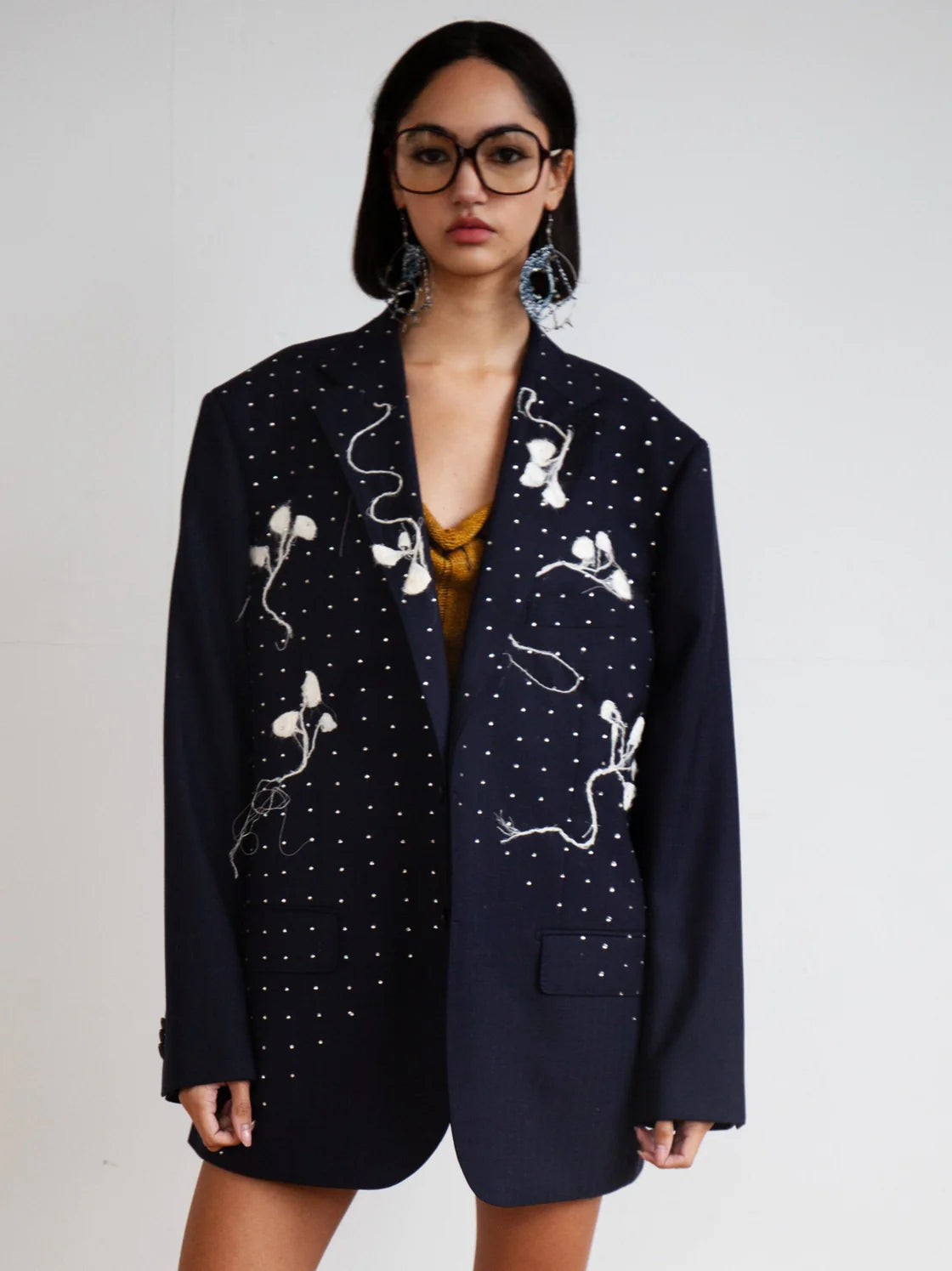Silk Cocoon Blazer in Navy