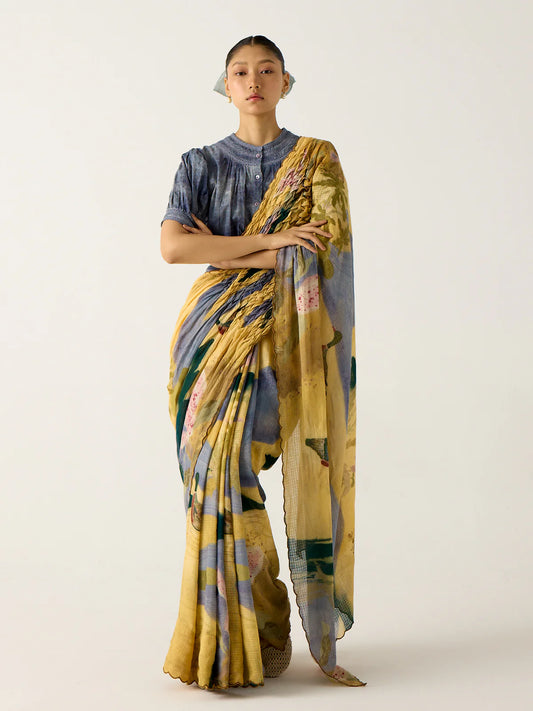 SMOCKED SAREE+TOP