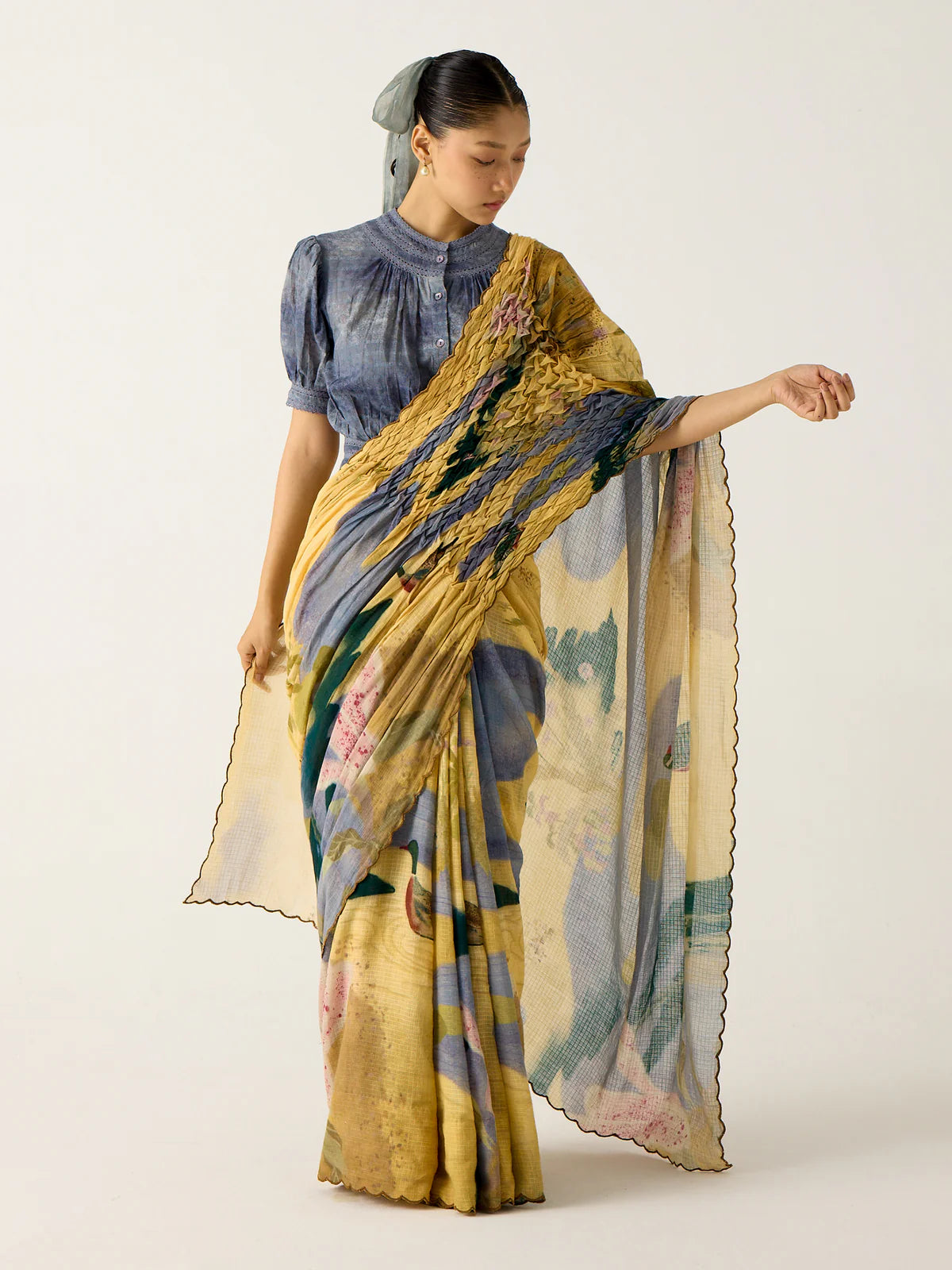 SMOCKED SAREE+TOP