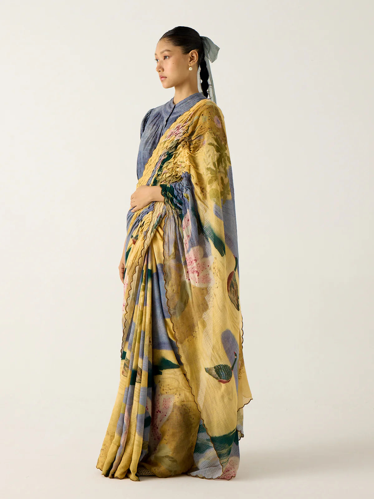SMOCKED SAREE+TOP