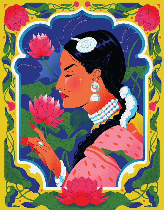 A woman with a lotus