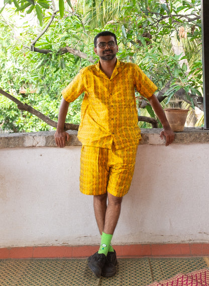 Ikat in raw silk Shirt (yellow)