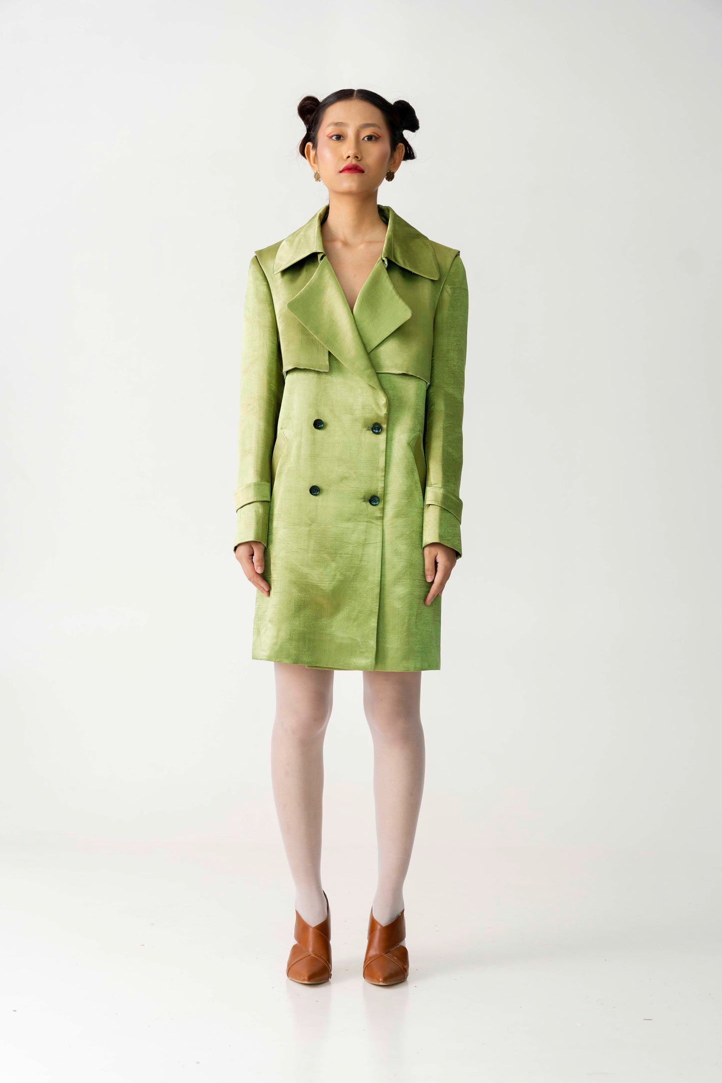 Green apple trench coat