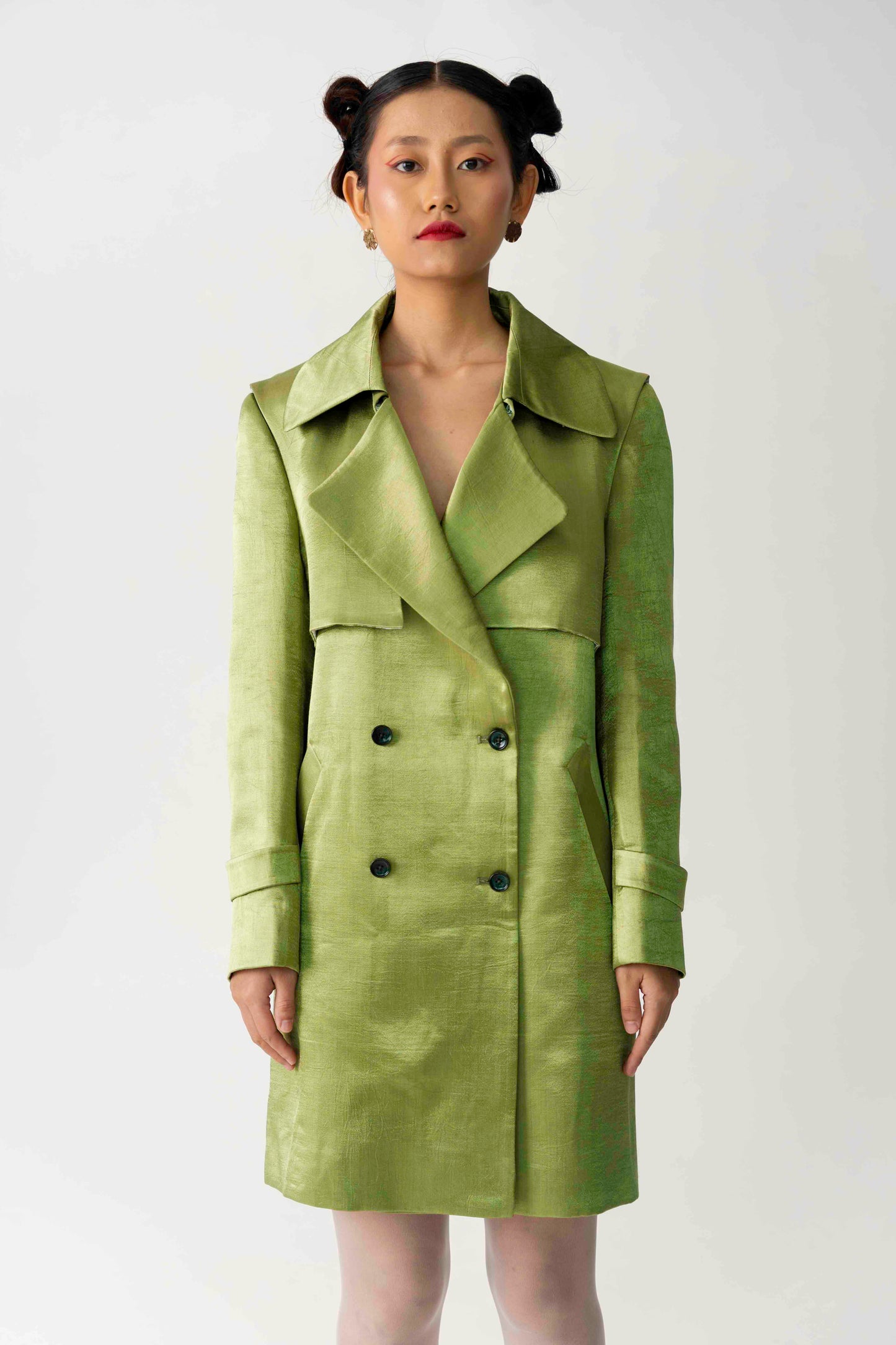 Green apple trench coat