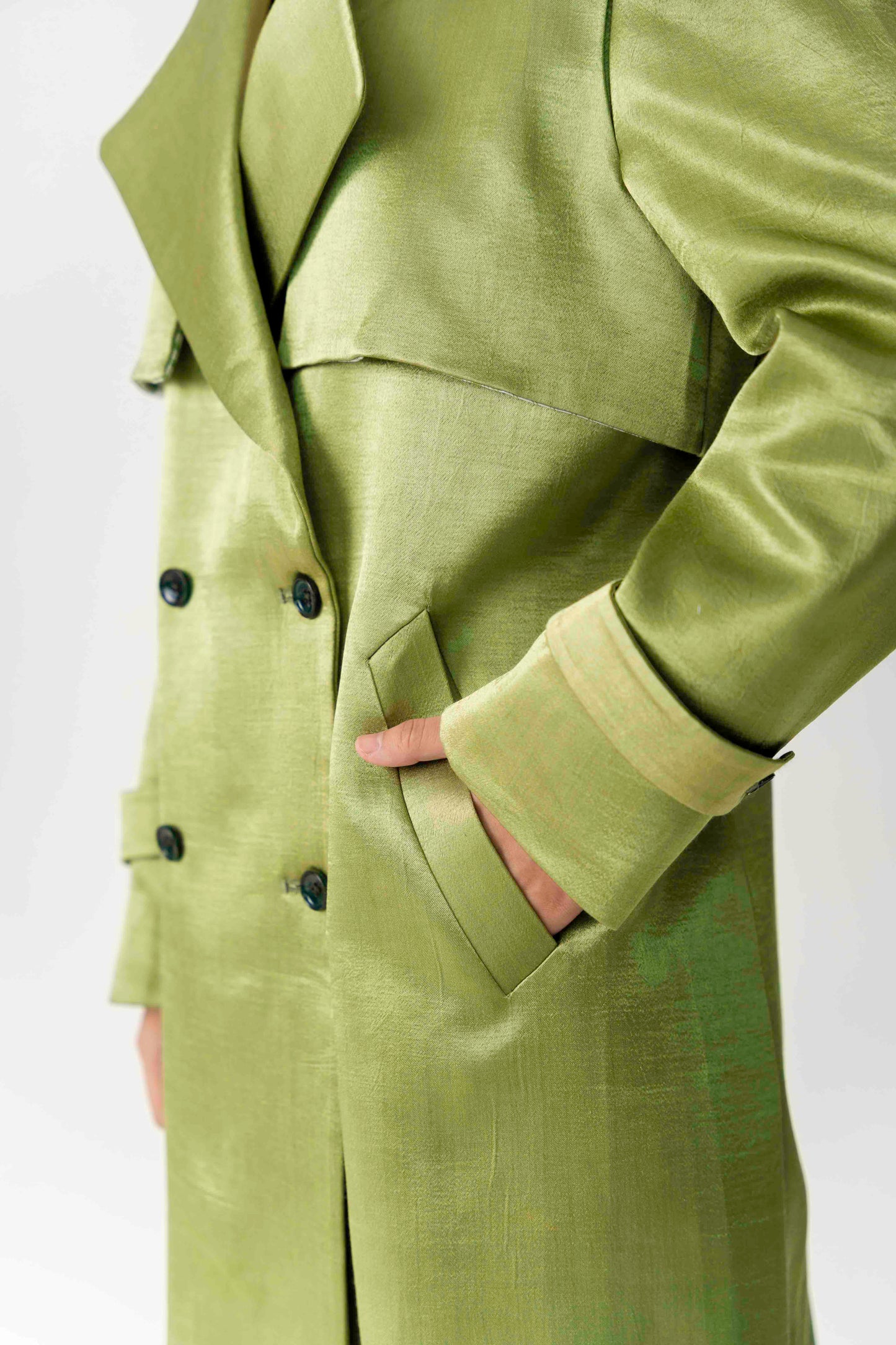 Green apple trench coat