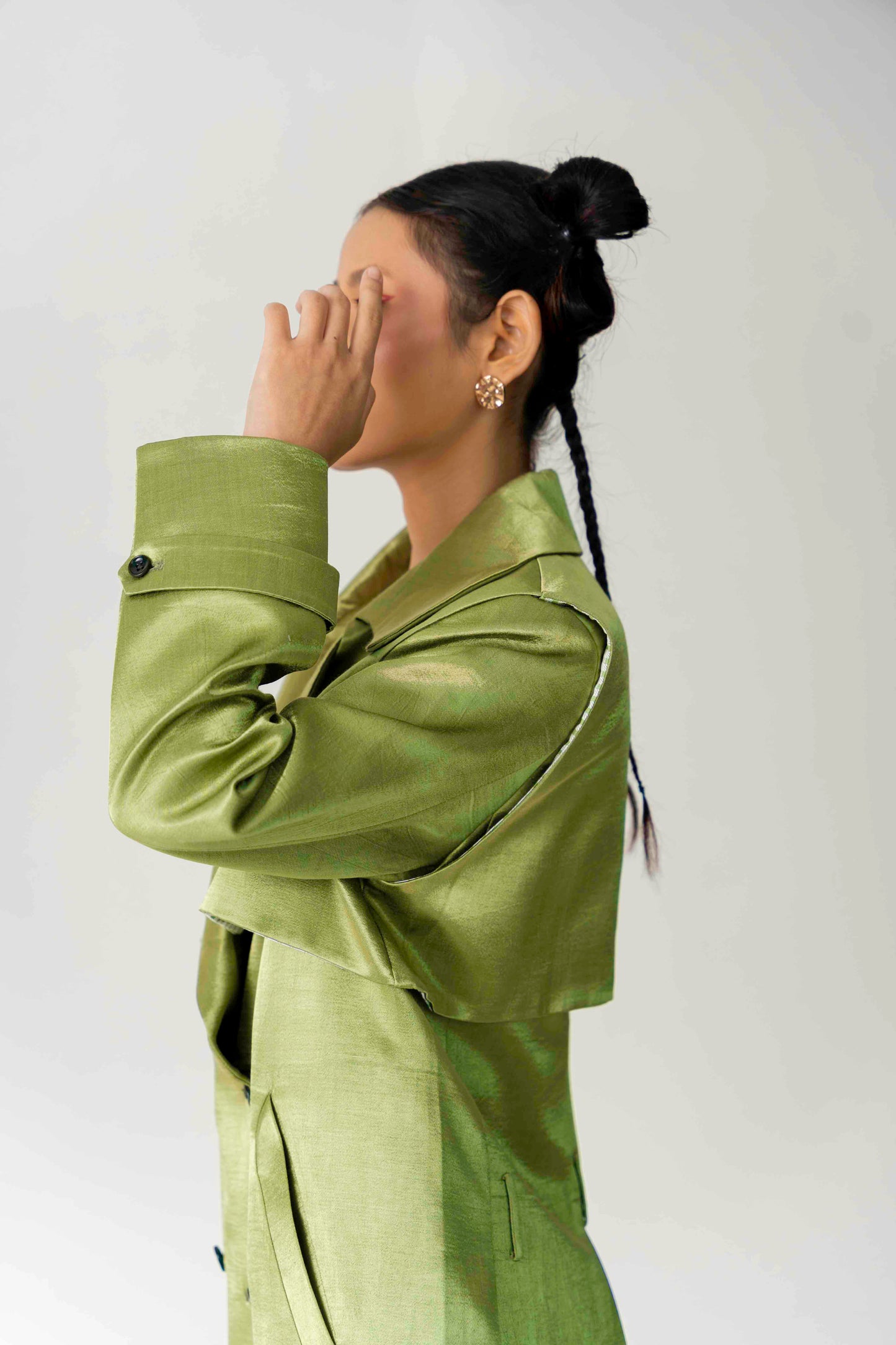 Green apple trench coat