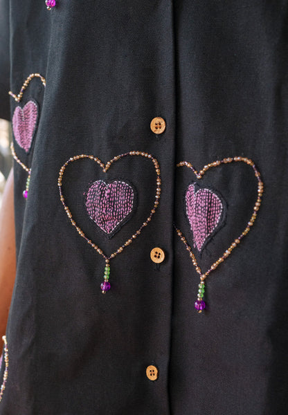 Kantha Shirt With Hearts