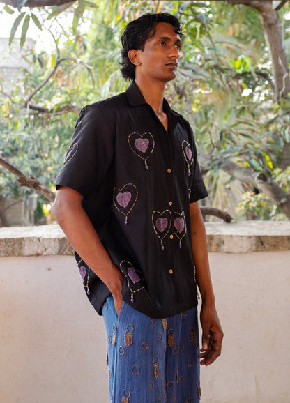 Kantha Shirt With Hearts