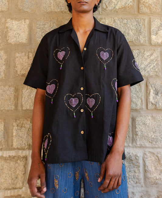 Kantha Shirt With Hearts