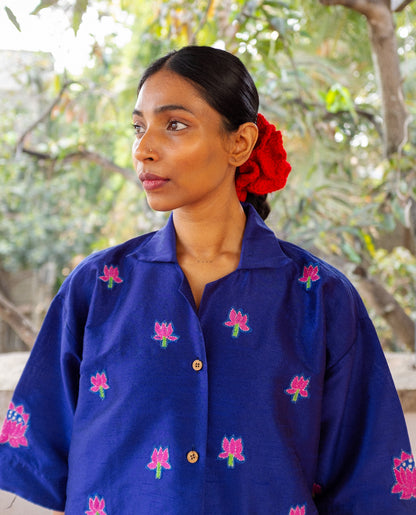 Kantha Lotus Shirt (Blue)