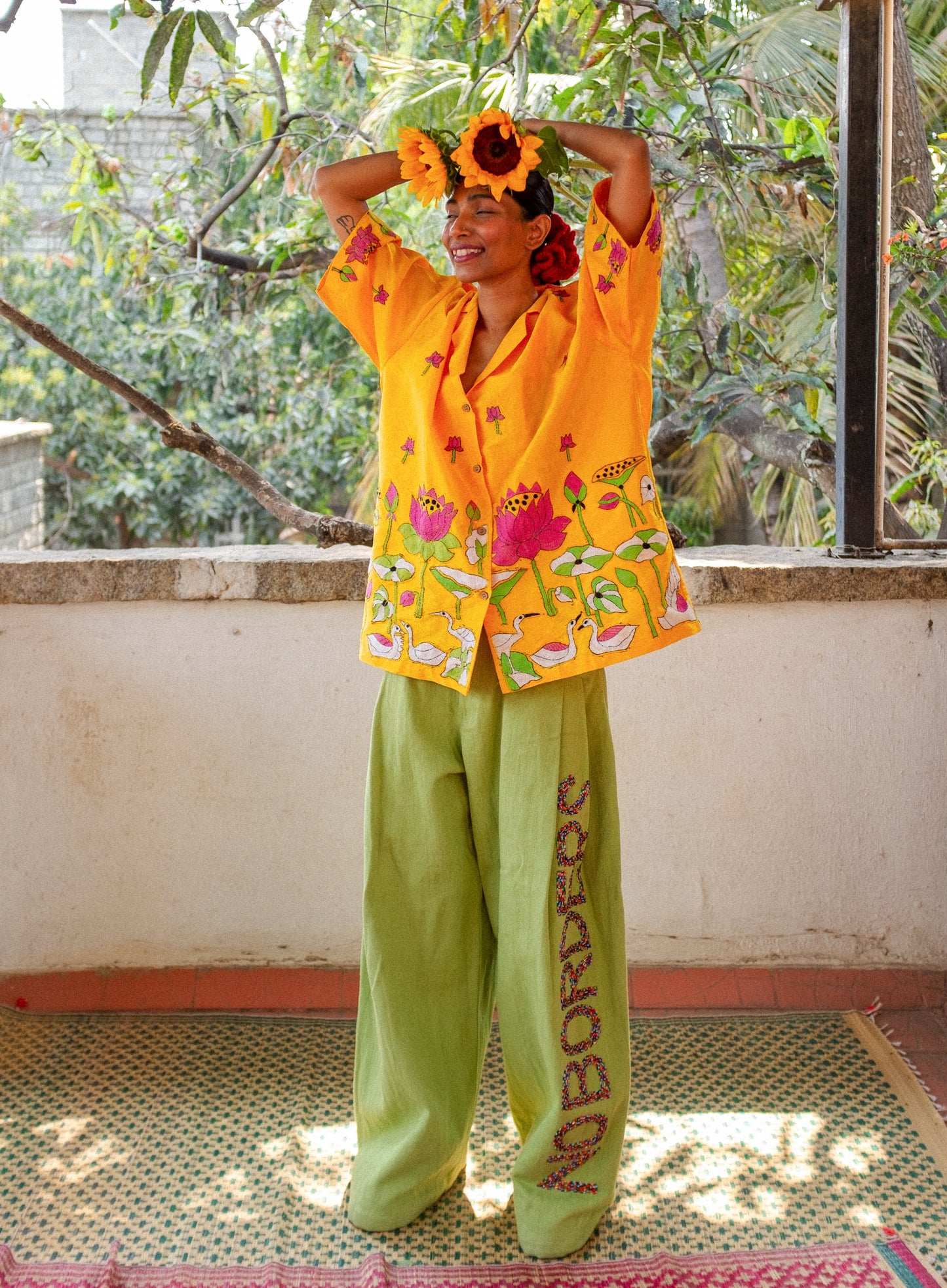Kantha Lotus Silk shirt