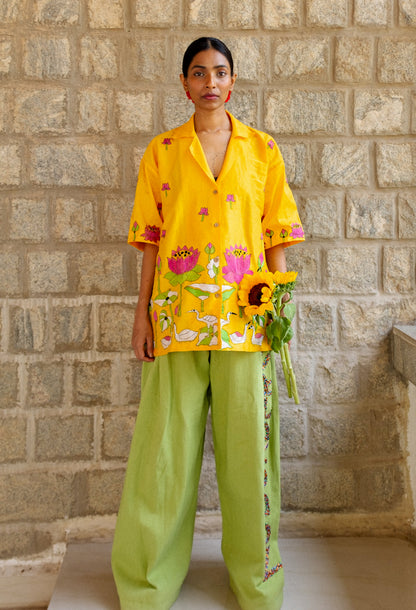 Kantha Lotus Silk shirt