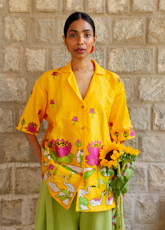 Kantha Lotus Silk shirt