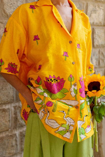 Kantha Lotus Silk shirt