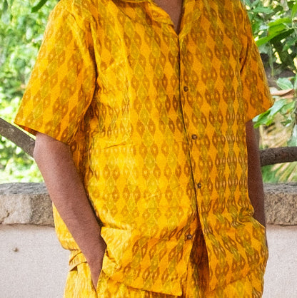 Ikat in raw silk Shirt (yellow)