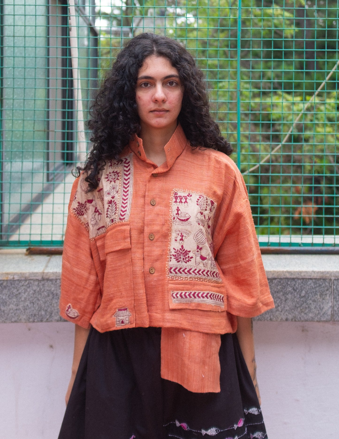 Folk cropped jacket (orange)