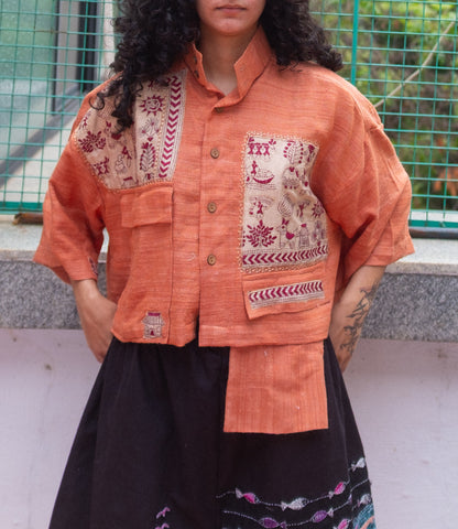 Folk cropped jacket (orange)
