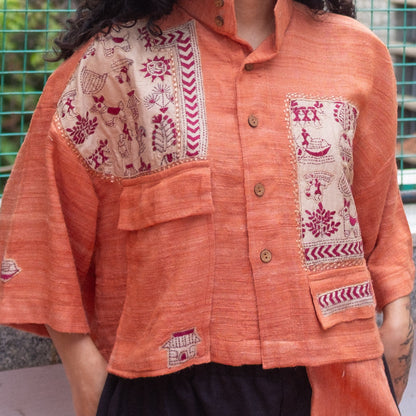 Folk cropped jacket (orange)