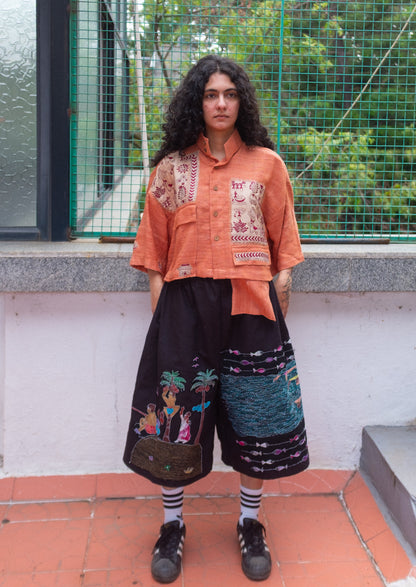 Folk cropped jacket (orange)