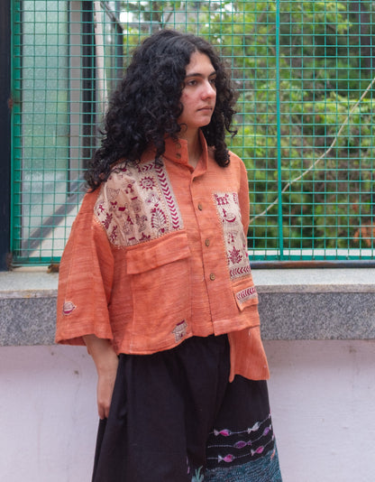 Folk cropped jacket (orange)