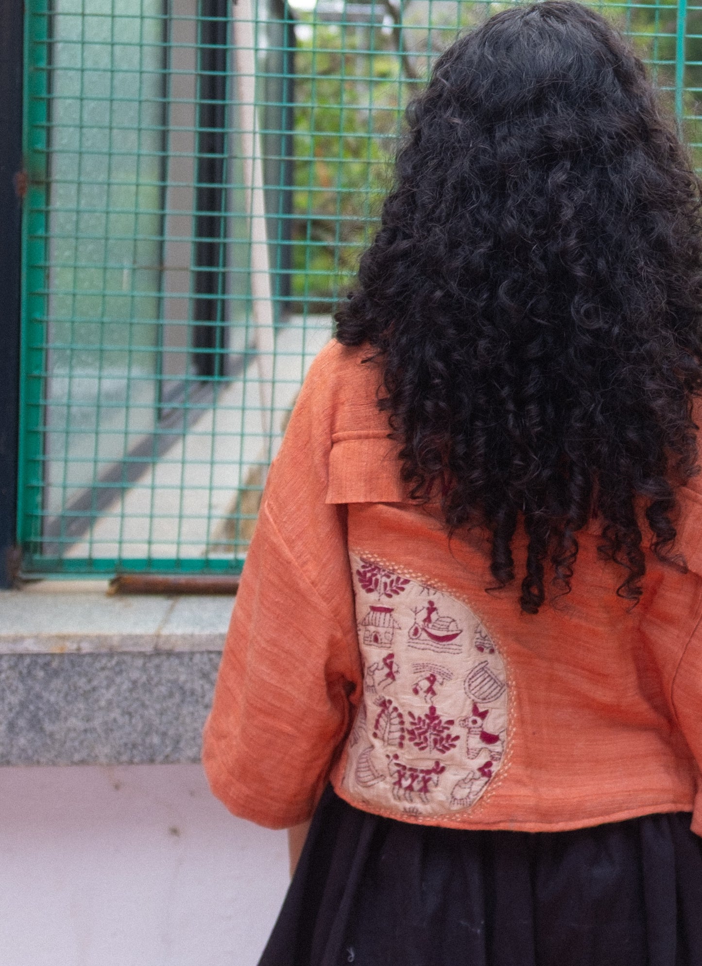 Folk cropped jacket (orange)