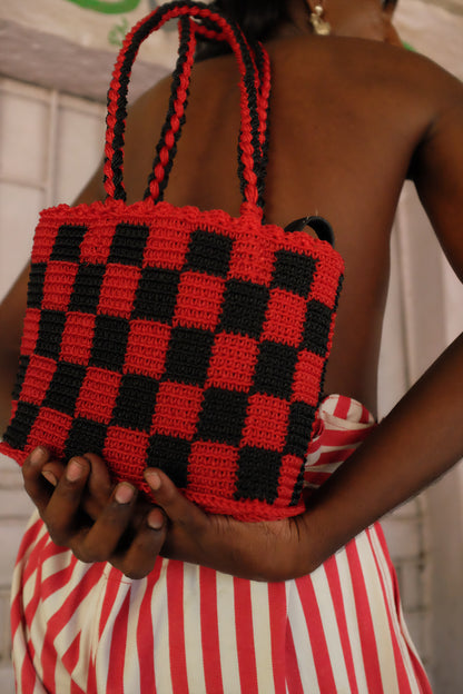 Black & Red Checks Market Handbag