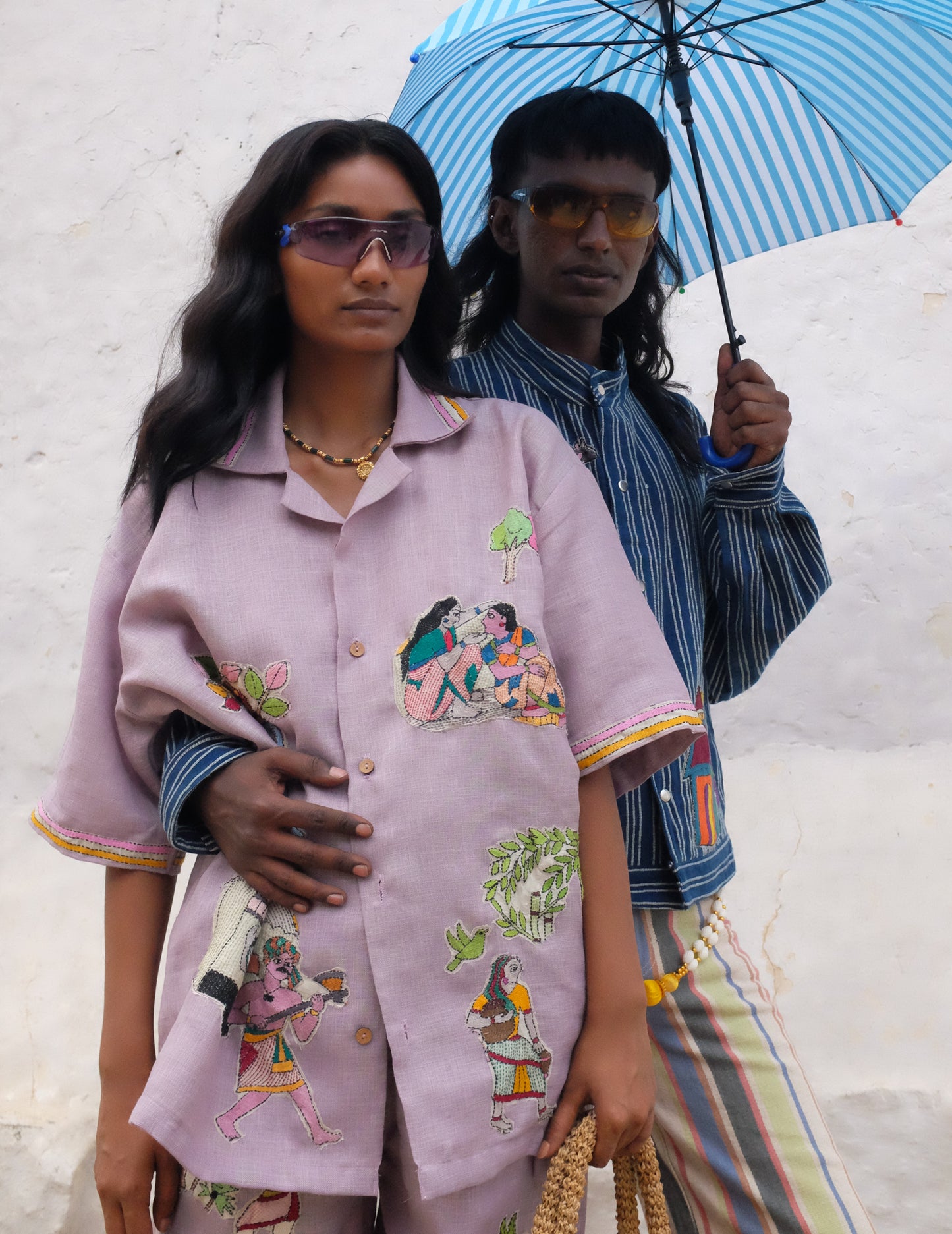 Lilac Upcycled Kantha Patchwork Shirt