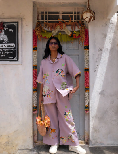 Lilac Upcycled Kantha Patchwork Shirt