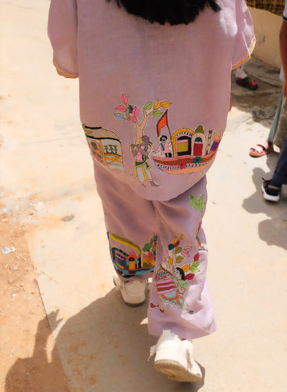 Lilac Upcycled Kantha Patchwork Trousers