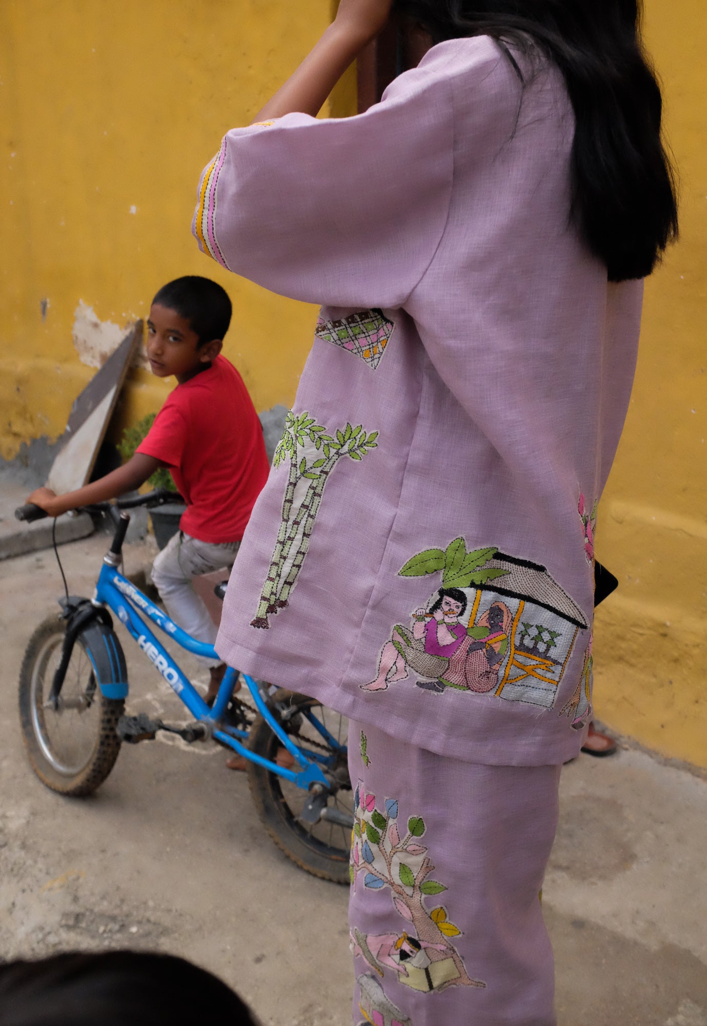 Lilac Upcycled Kantha Patchwork Trousers