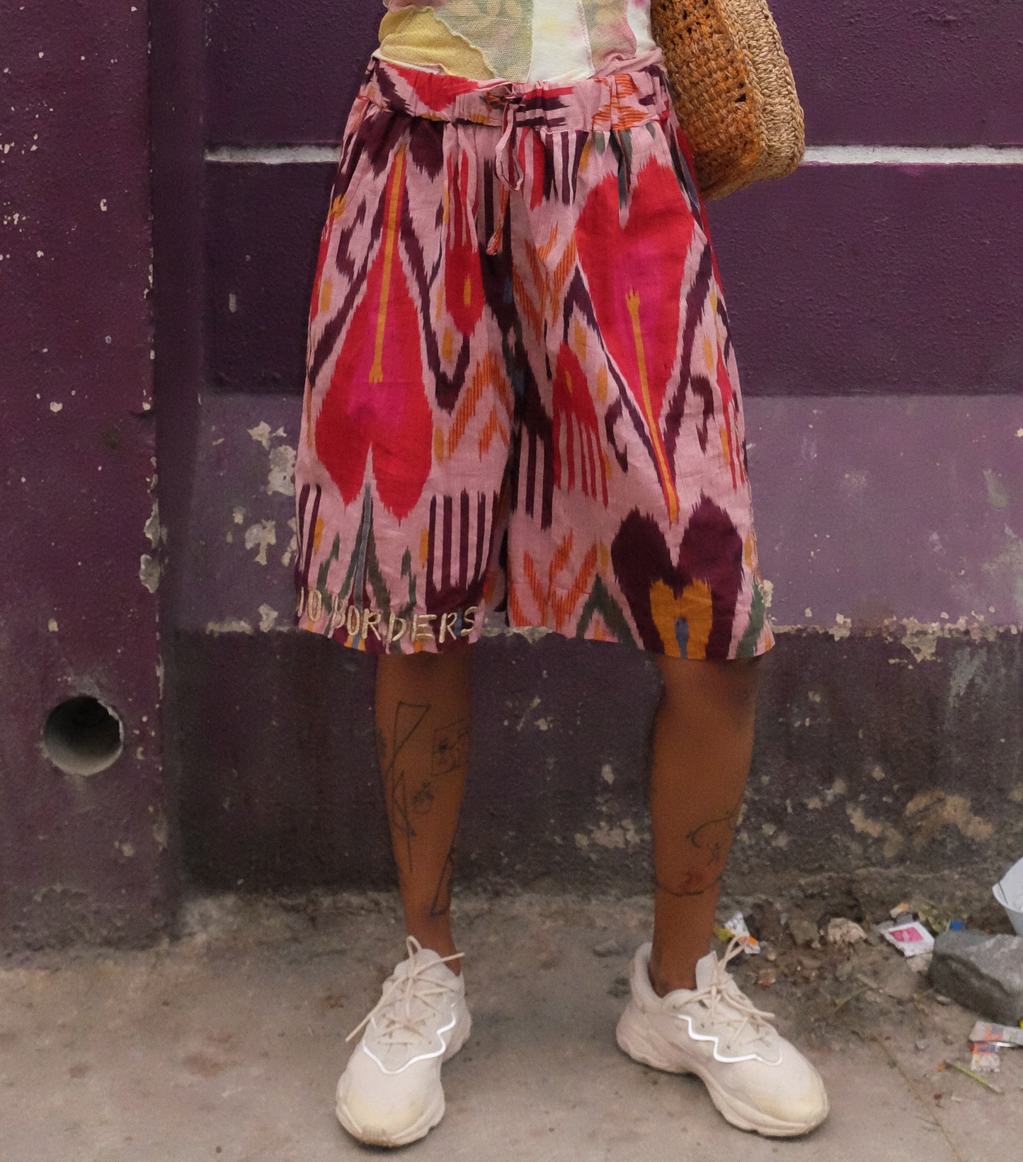 Ikat Pink Hearts Shorts