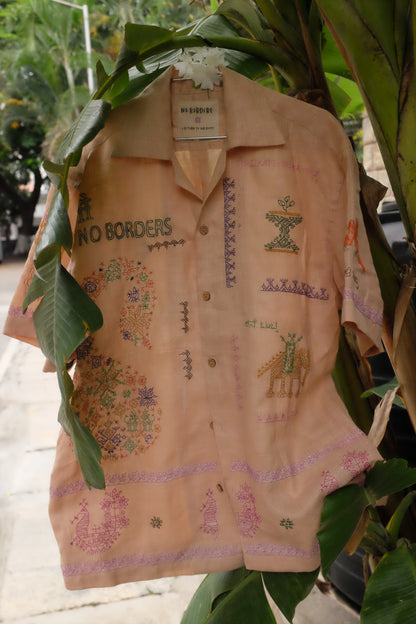 Kasuti Peach Badam Motif Shirt