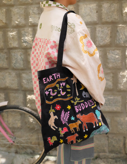 Kantha Earth Buddies Tote