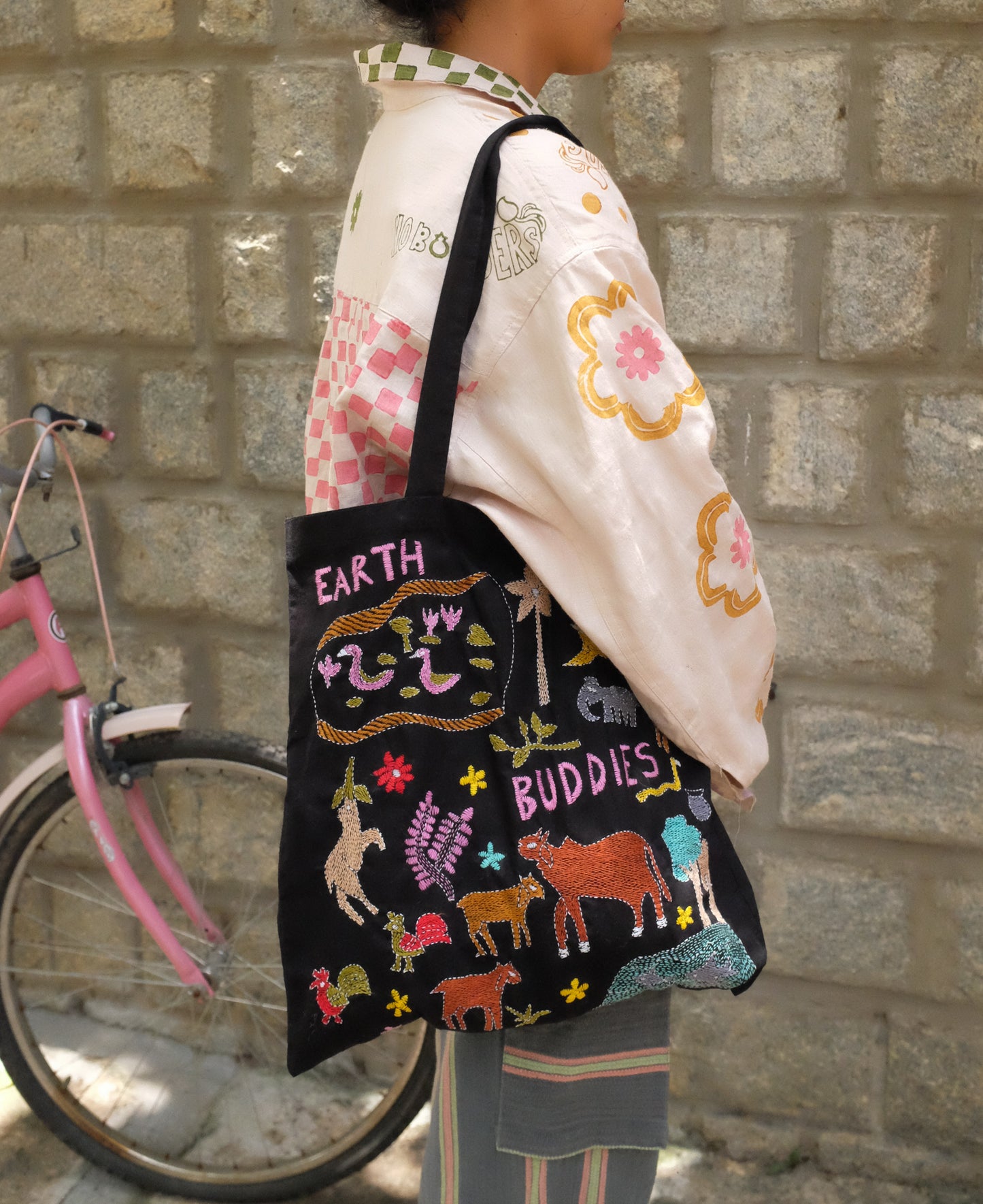 Kantha Earth Buddies Tote