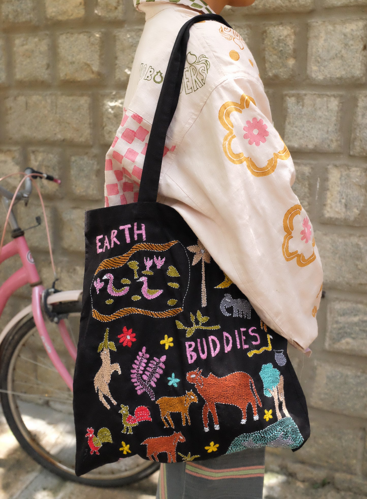 Kantha Earth Buddies Tote