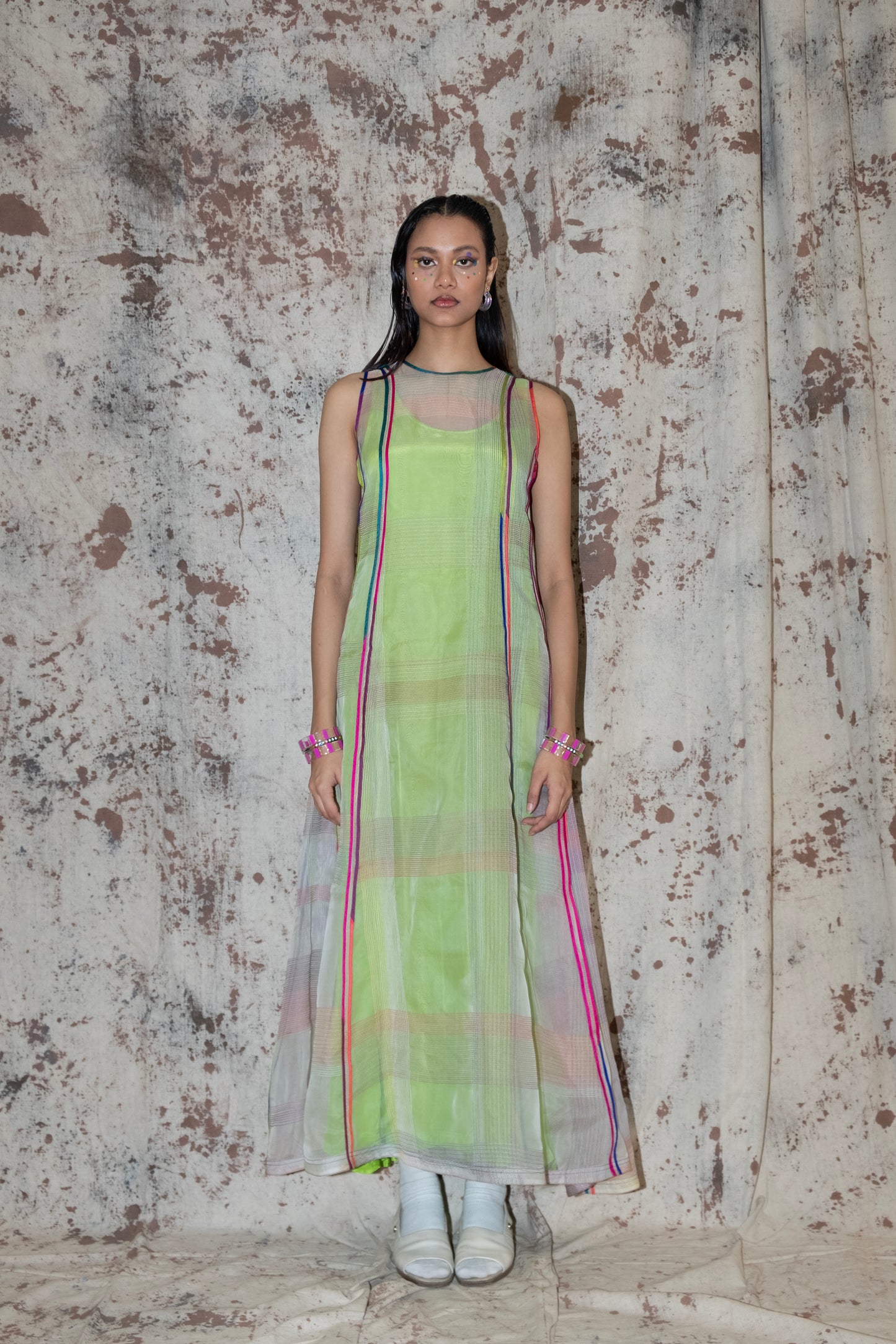Silk organza panelled dress