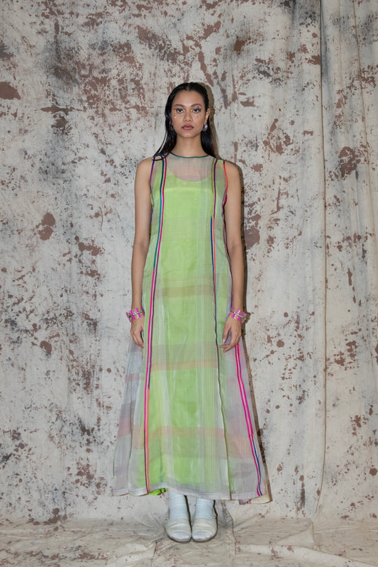 Silk organza panelled dress