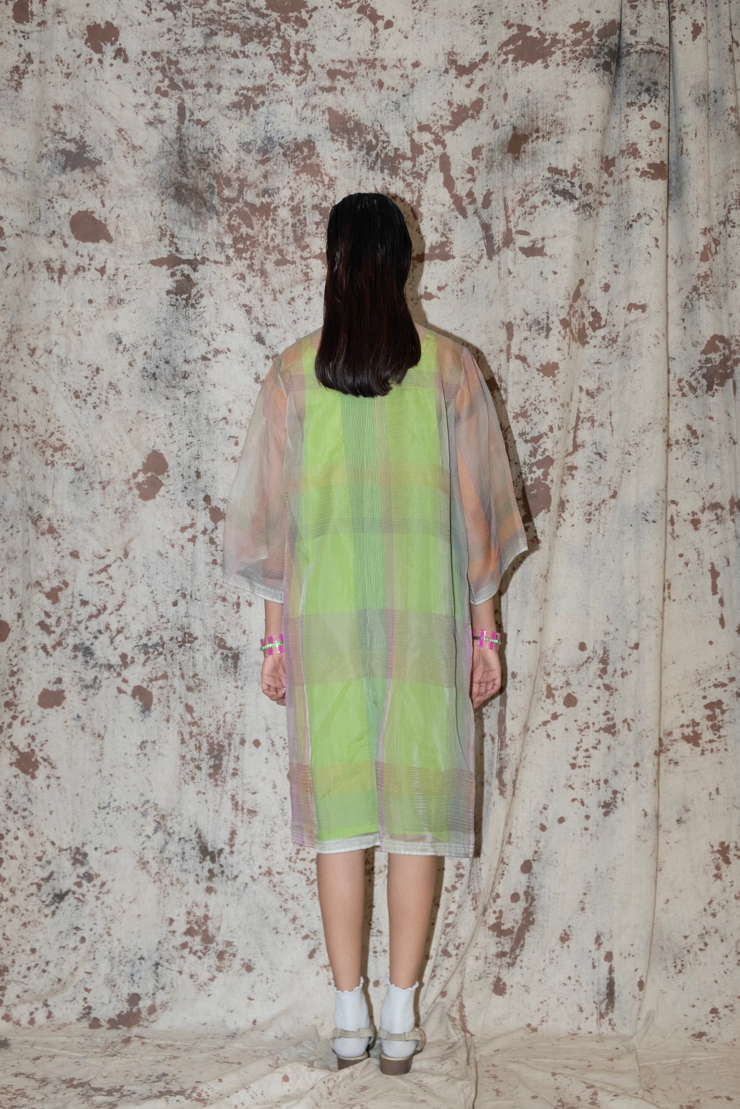 Silk organza shift dress