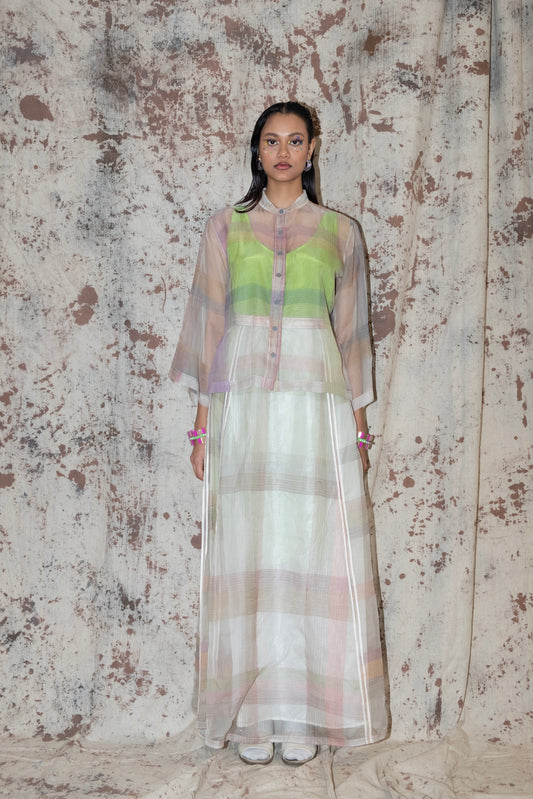 Silk organza skirt and shirt set