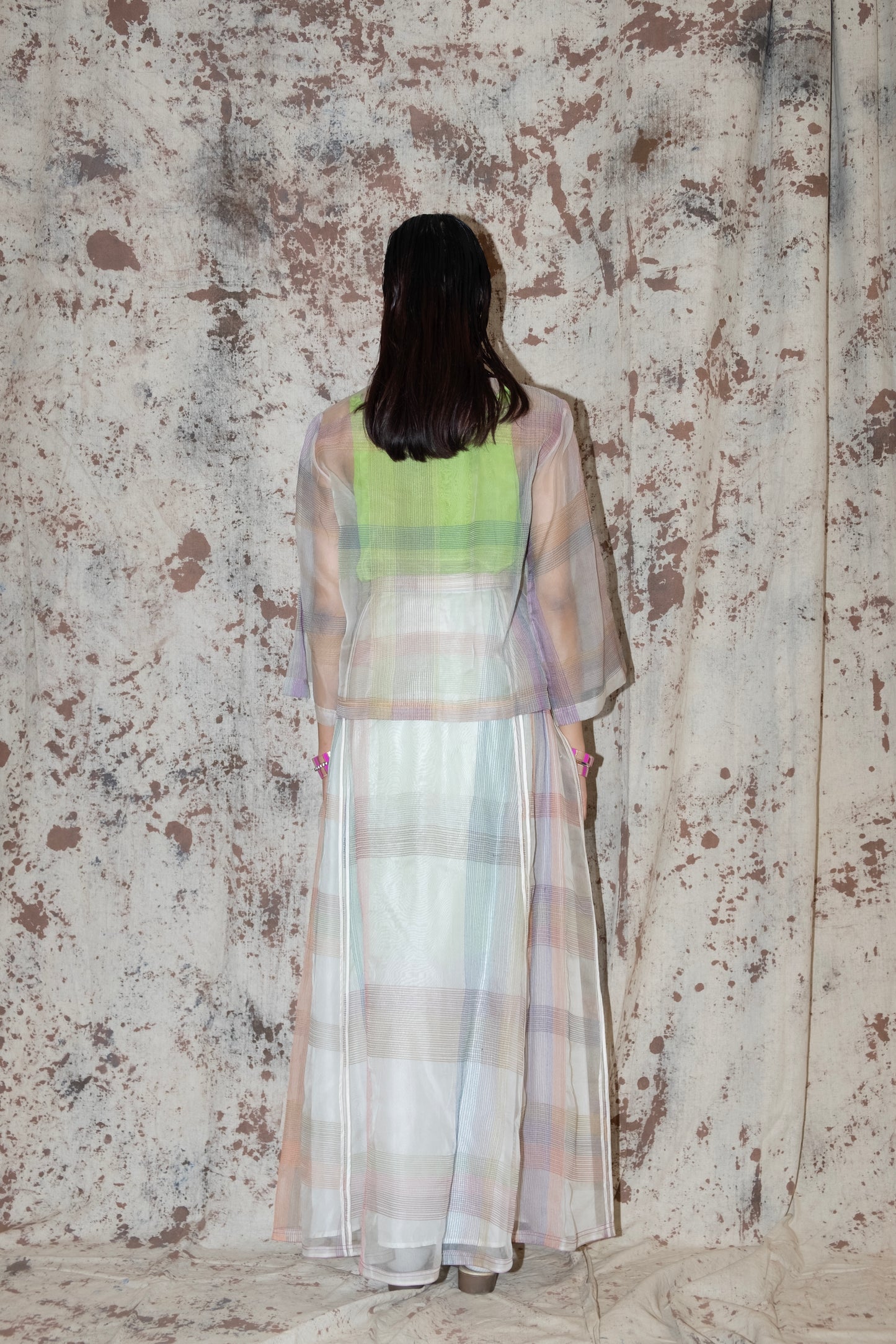 Silk organza skirt and shirt set