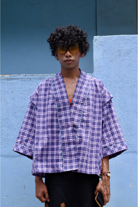 Box Shacket Grey Check