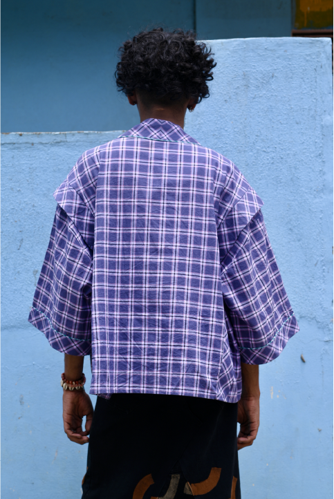Box Shacket Grey Check