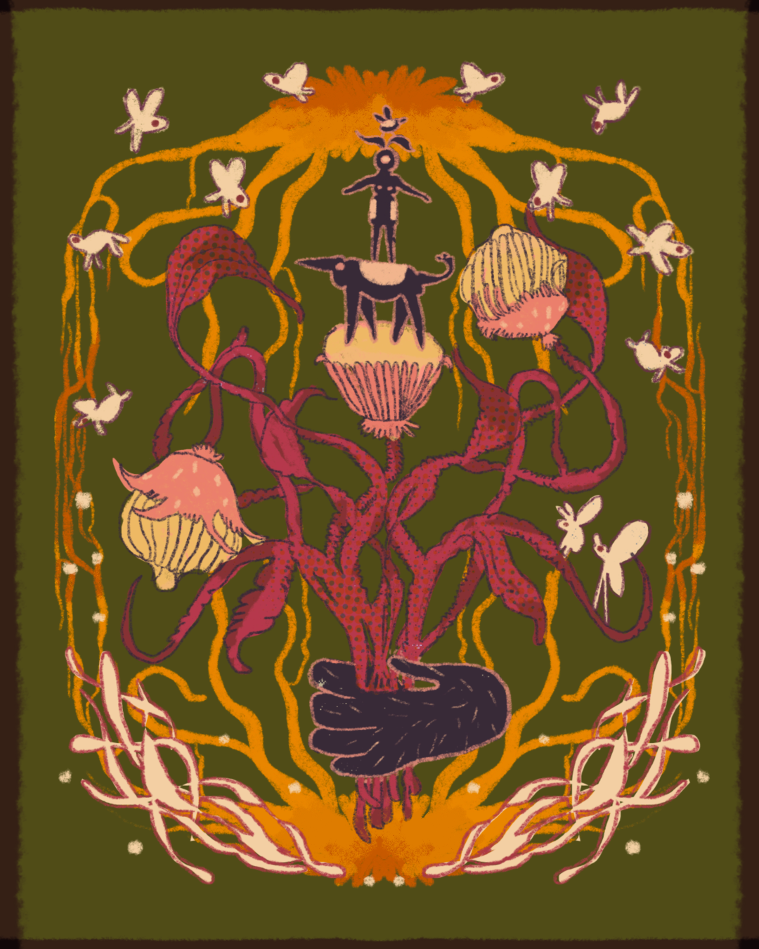 Gently I hold onto dried flowers