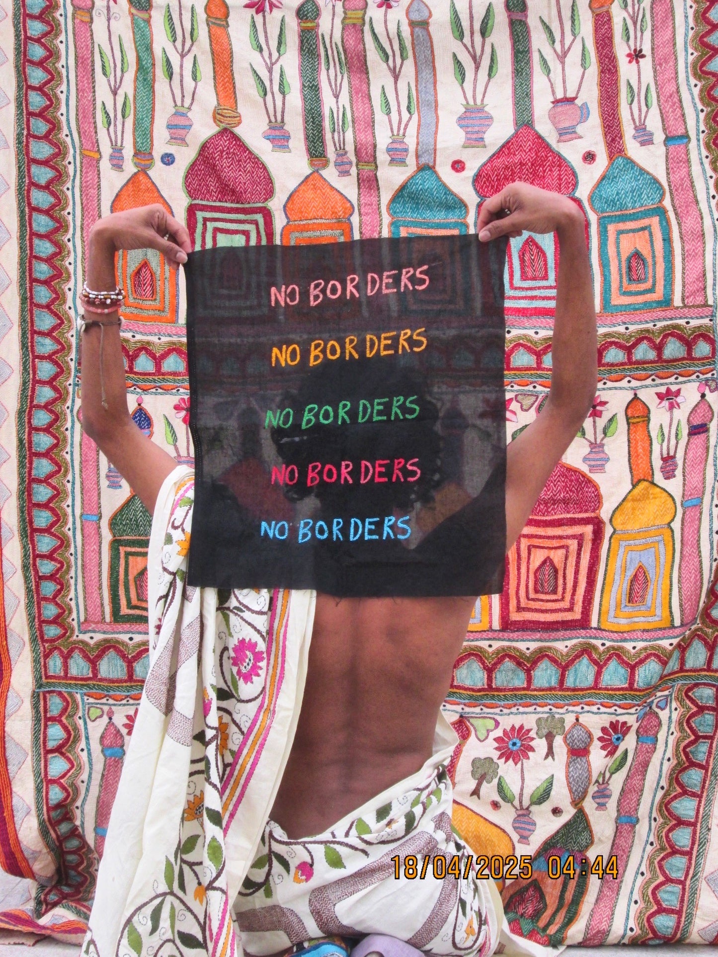 No Borders hand embroidered Kantha tapestry