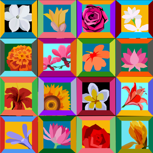 16 Blooms (Square Art Print)