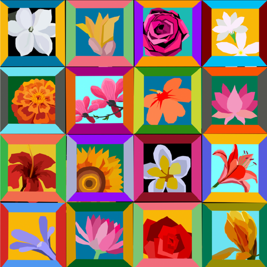 16 Blooms (Square Art Print)