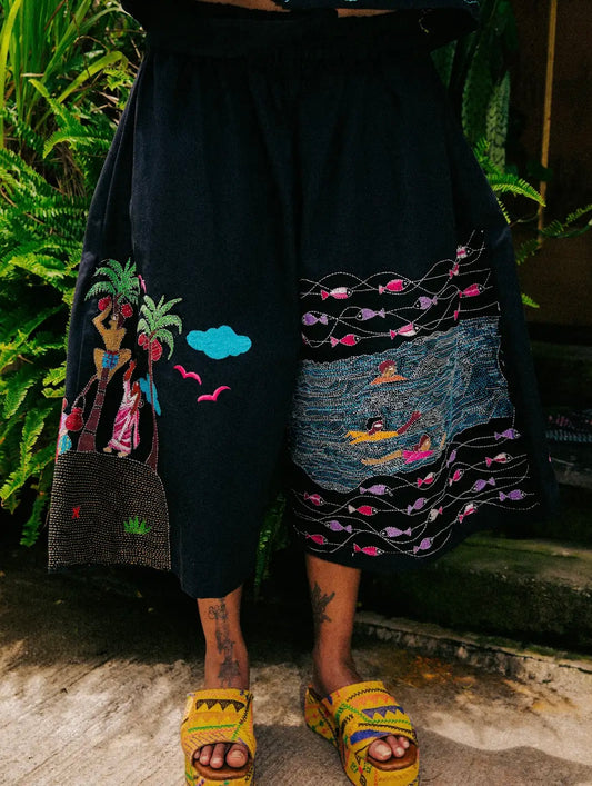 Kantha Boat jorts