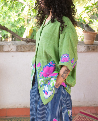 Kantha lotus shirt (green)